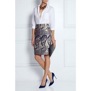 J. Crew Collection Paisley-Jacquard Pencil Skirt, Petite size 2, New!